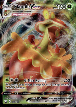Flapple VMAX 019/163 Holo VMAX Rare Battle Styles Pokemon
