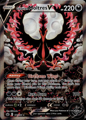 Galarian Moltres V 177/198 Ultra Rare Chilling Reign Pokemon Holo