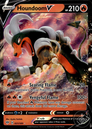 Houndoom V 021/189 Holo V Rare Darkness Ablaze Pokemon