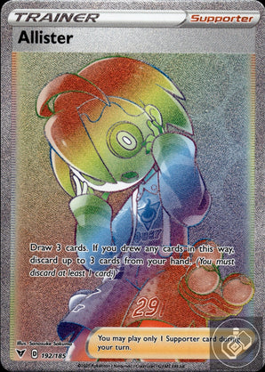 Allister 192/185 Rainbow Rare Vivid Voltage Pokemon