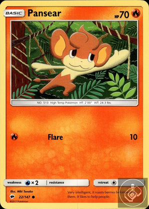 Pansear 22/147 Common Burning Shadows Pokemon