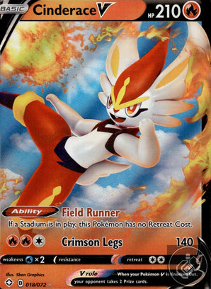 Cinderace V 018/072 Holo V Rare Shining Fates Pokemon