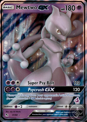 Mewtwo GX 31/68 Holo GX Rare Hidden Fates Pokemon