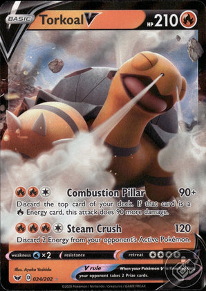 Torkoal V 024/202 Holo V Rare Sword & Shield Pokemon