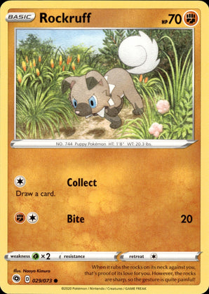 Rockruff 029/073 Common Champion's Path Pokemon