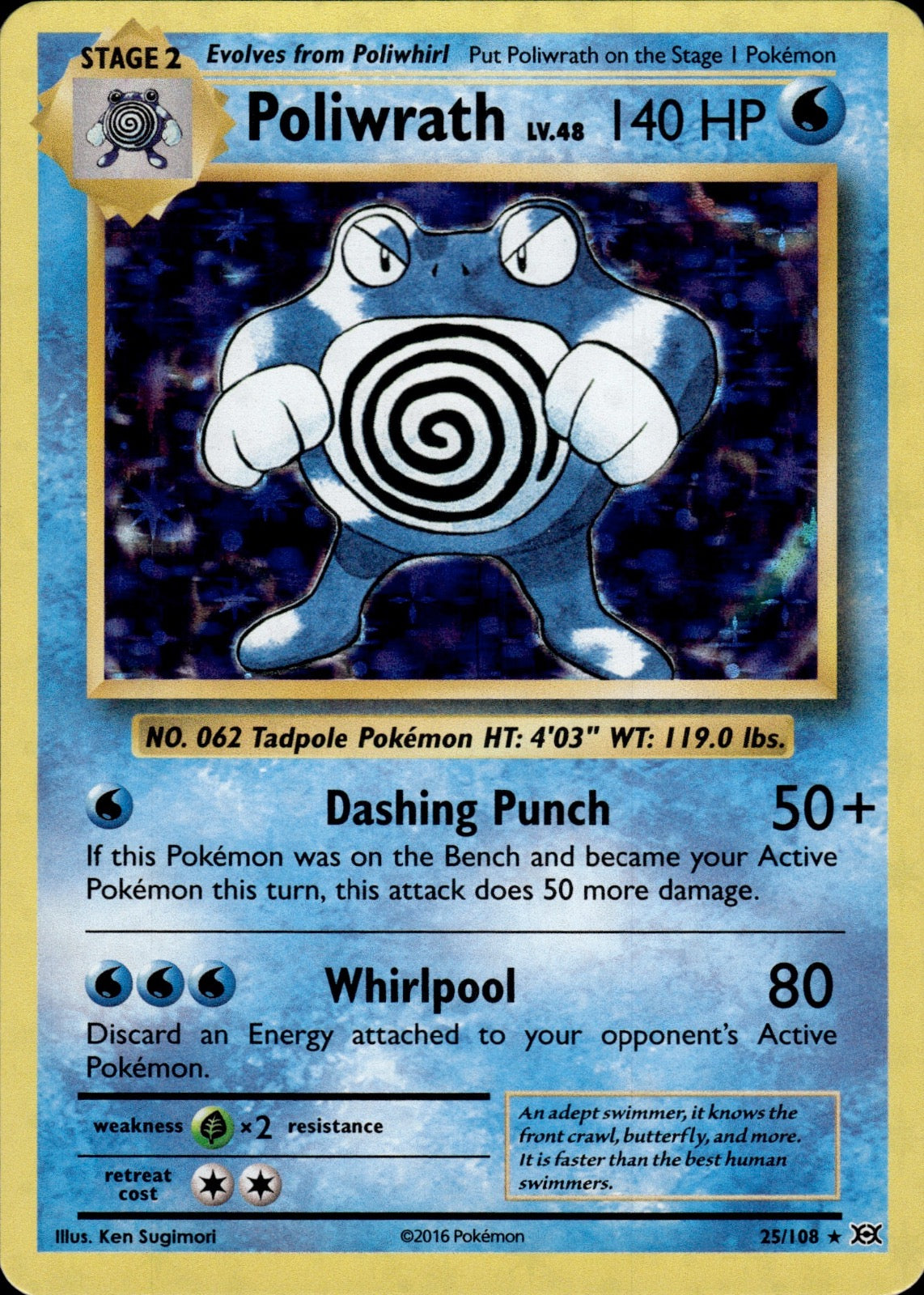 Poliwrath 25/108 Holo Rare Evolutions Pokemon Holo