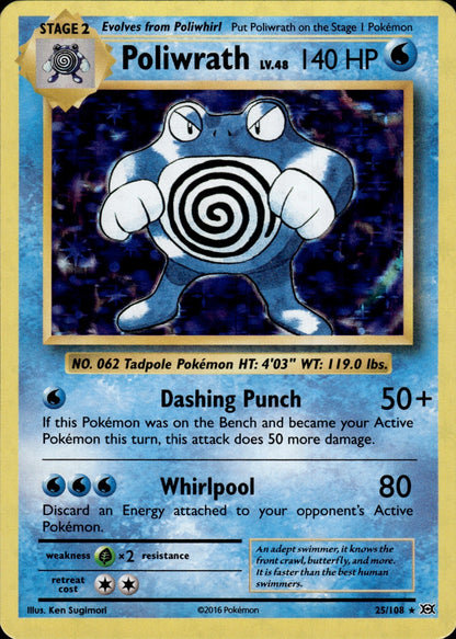 Poliwrath 25/108 Holo Rare Evolutions Pokemon Holo