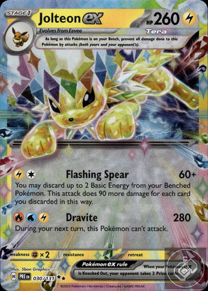 Jolteon ex 030/131 Holo Double Rare Prismatic Evolutions Pokemon