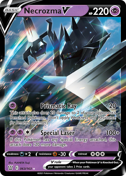 Necrozma V 063/163 Holo V Rare Battle Styles Pokemon