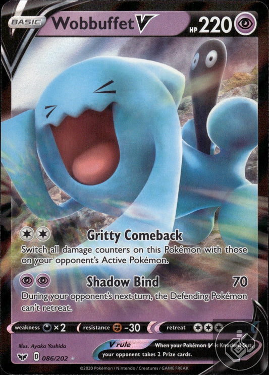 Wobbuffet V 086/202 Holo V Rare Sword & Shield Pokemon
