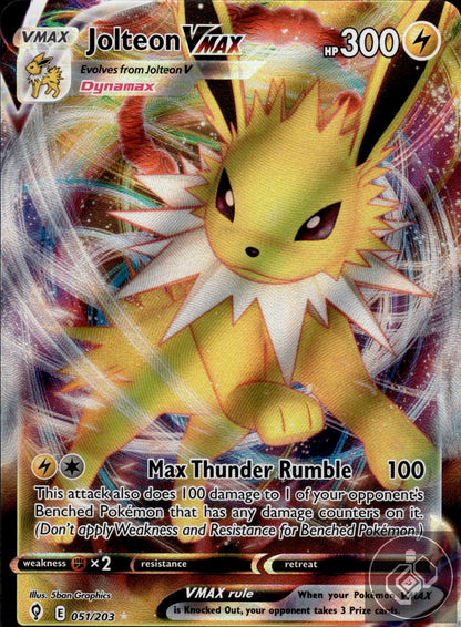 Jolteon VMAX 051/203 Holo VMAX Rare Evolving Skies Pokemon Holo