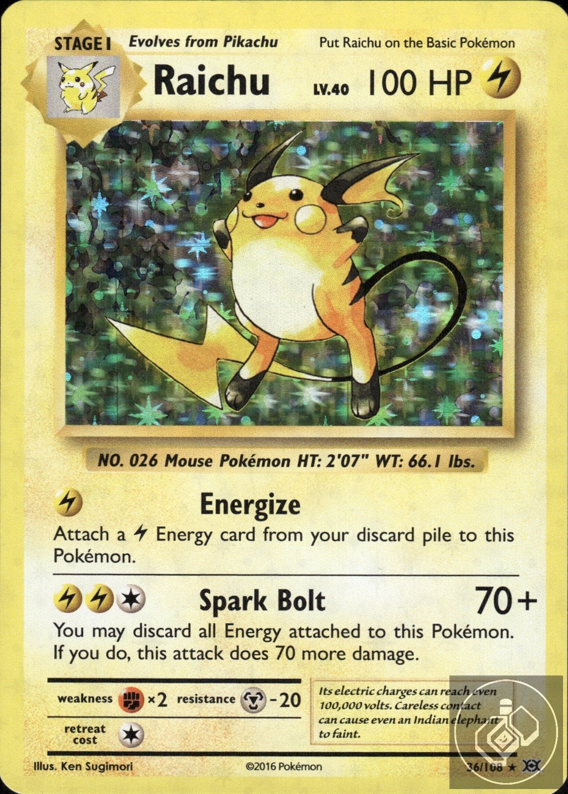 Raichu 36/108 Holo Rare Evolutions Pokemon Holo