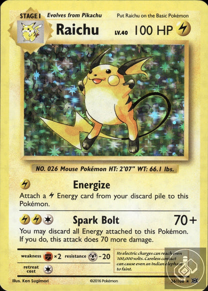 Raichu 36/108 Holo Rare Evolutions Pokemon Holo