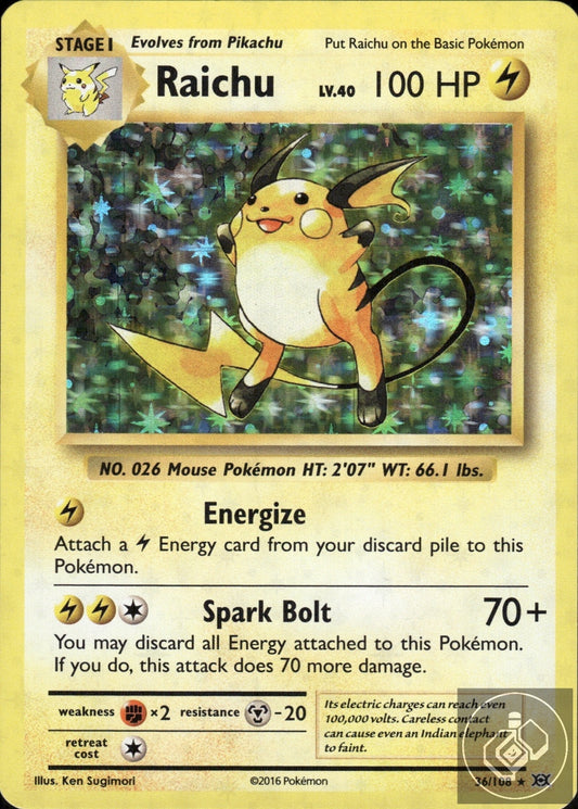 Raichu 36/108 Holo Rare Evolutions Pokemon Holo