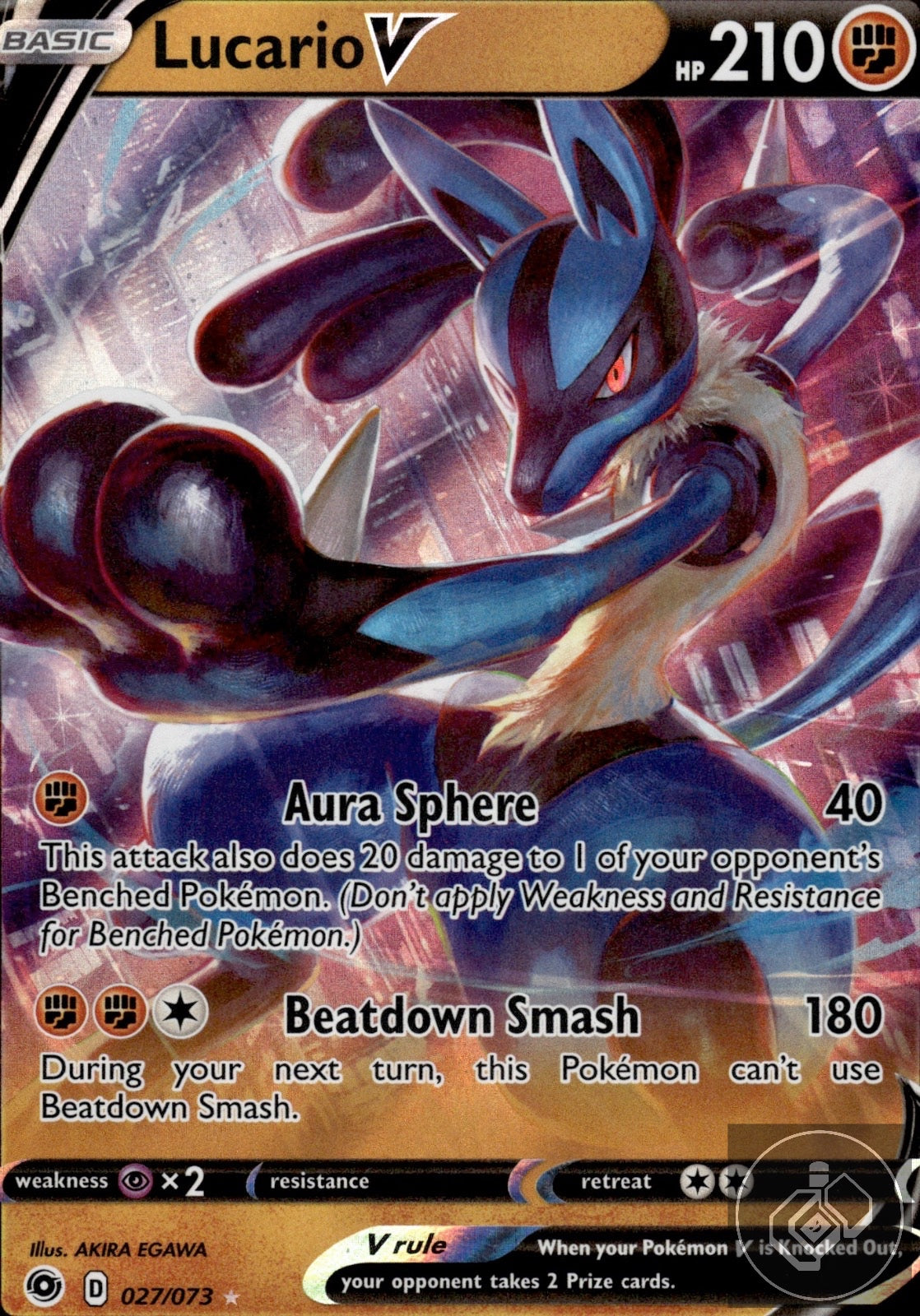 Lucario V 027/073 Holo V Rare Champion's Path Pokemon