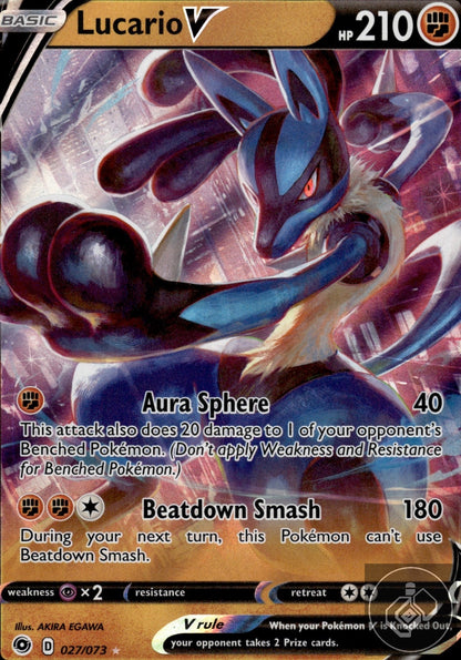 Lucario V 027/073 Holo V Rare Champion's Path Pokemon