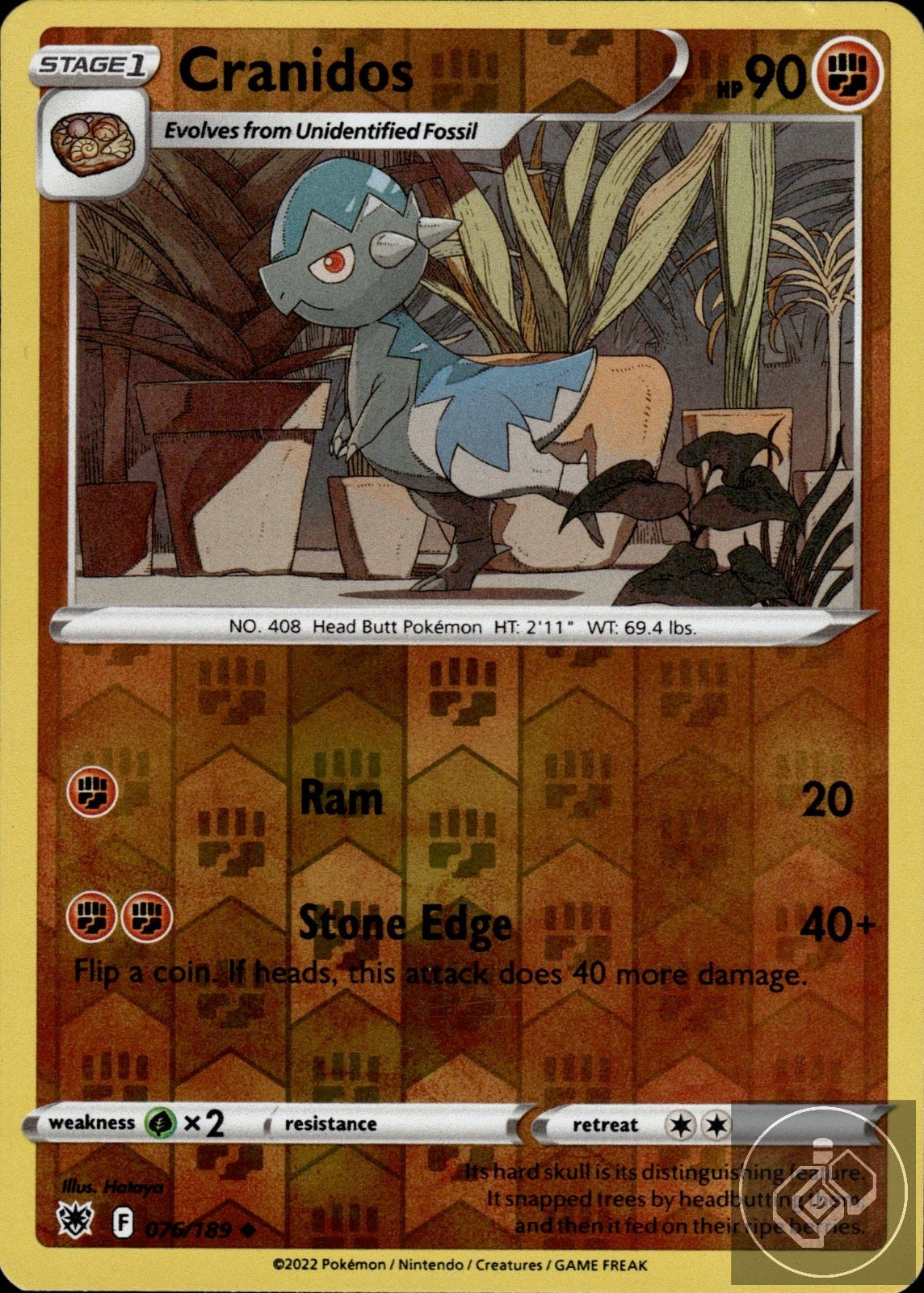 Cranidos 076/189 Uncommon Astral Radiance Pokemon Reverse Holo
