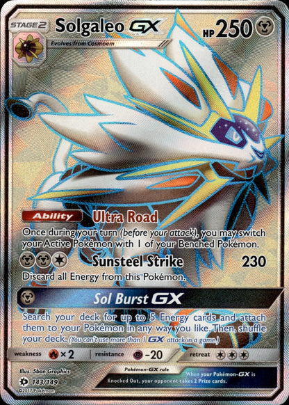 Solgaleo GX (Full Art) 143/149 Holo Ultra Rare SM Base Set Pokemon