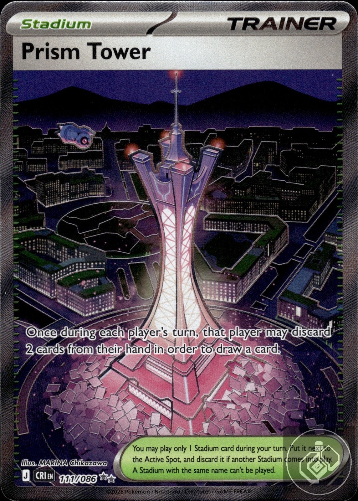 Prism Tower 111/086 Ultra Rare Chaos Rising Pokemon Holo