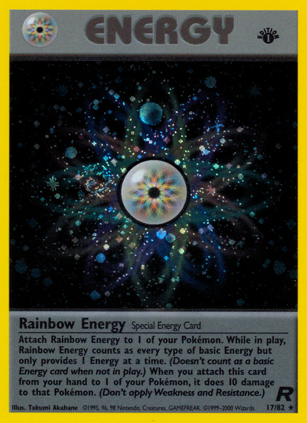 Rainbow Energy 17/82 Holo Rare Team Rocket Pokemon Unlimited Holo