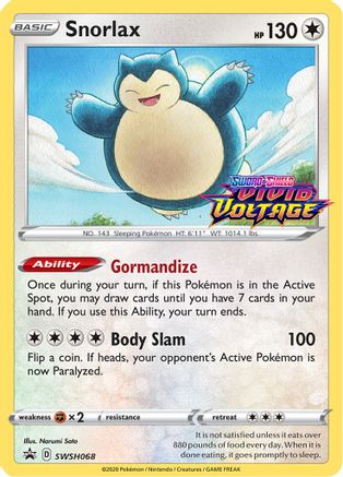 Snorlax (Prerelease) SWSH068 Holo Promo Sword & Shield Promo Pokemon