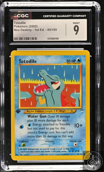 Totodile 85/105 Neo Destiny - 1st Ed. Pokemon CGC 9 Mint