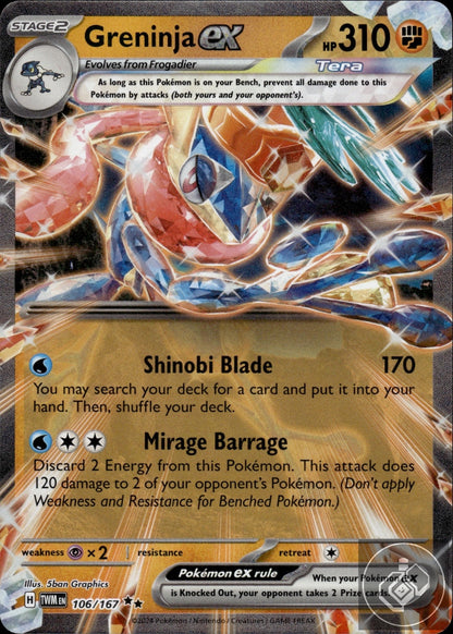 Greninja ex 106/167 Double Rare Twilight Masquerade Pokemon