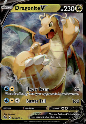 Dragonite V 049/078 Holo V Rare Pokemon GO Pokemon
