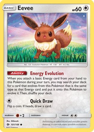 Eevee 101/149 Common SM Base Set Pokemon