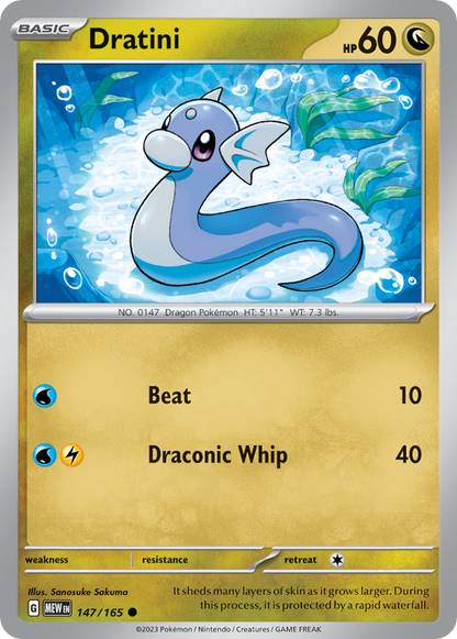 Dratini 147/165 Common 151 Pokemon Reverse Holo