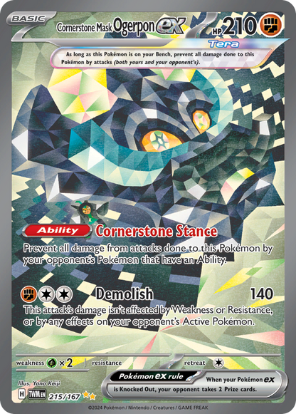 Cornerstone Mask Ogerpon ex 215/167 Twilight Masquerade Pokemon