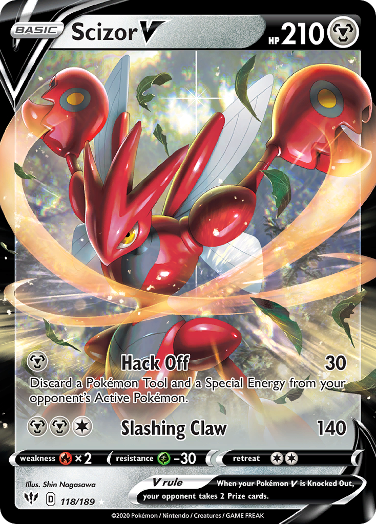 Scizor V 118/189 Holo V Rare Darkness Ablaze Pokemon