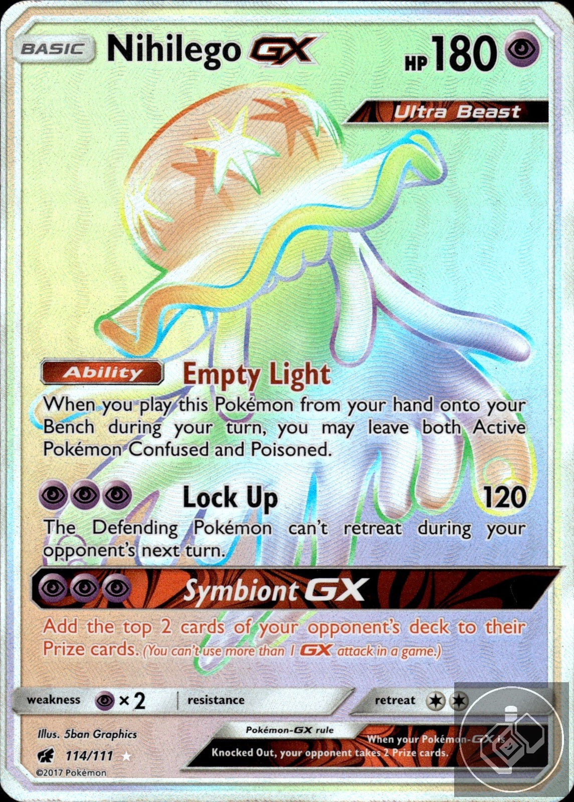 Nihilego GX 114/111 Rainbow Rare Crimson Invasion Pokemon