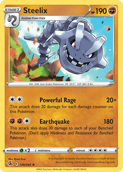 Steelix 139/264 Holo Rare Fusion Strike Pokemon Holo