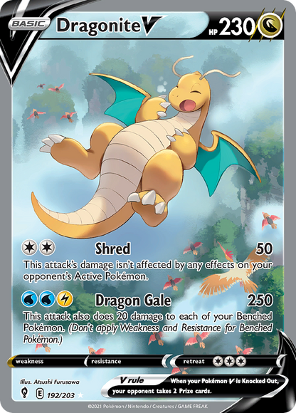 Dragonite V 192/203 Ultra Rare Evolving Skies Pokemon