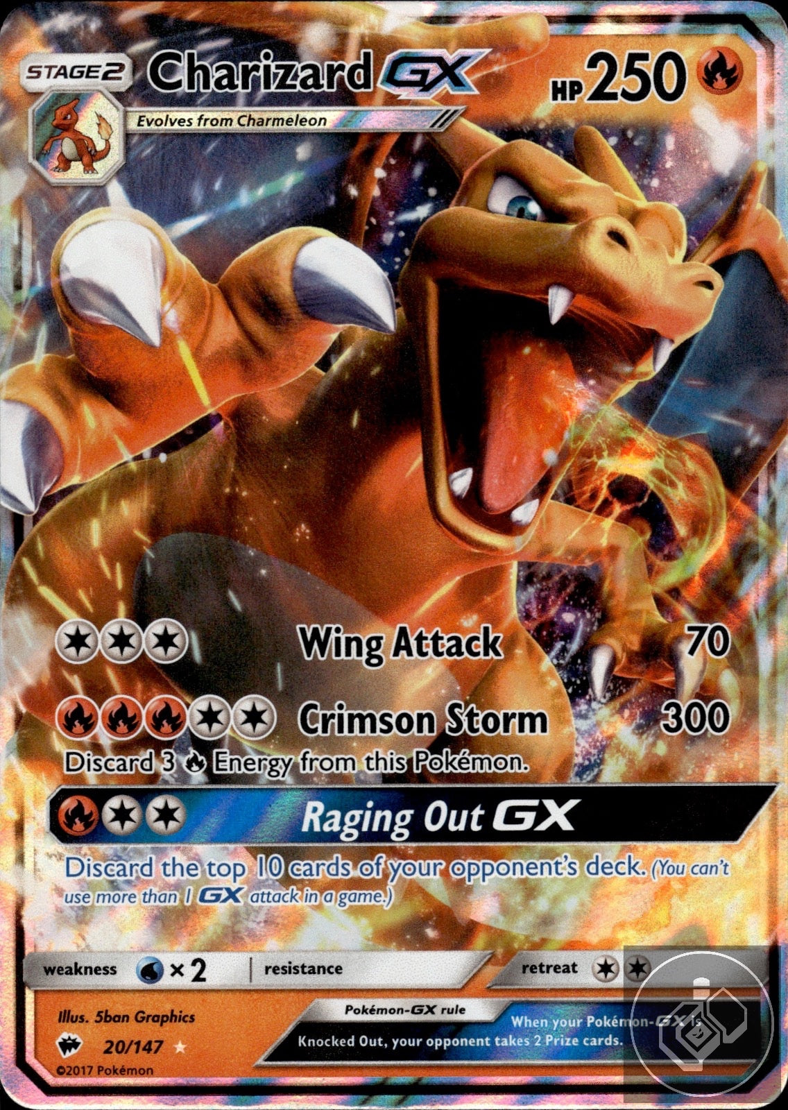 Charizard GX 20/147 Holo GX Rare Burning Shadows Pokemon