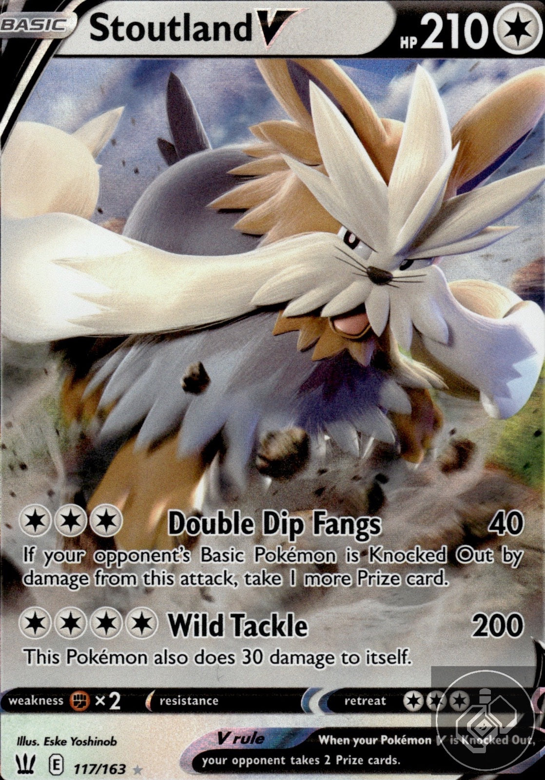 Stoutland V 117/163 Holo V Rare Battle Styles Pokemon