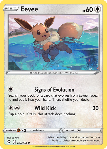 Eevee 052/072 Common Shining Fates Pokemon