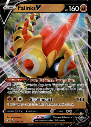Falinks V 110/192 Holo V Rare Rebel Clash Pokemon