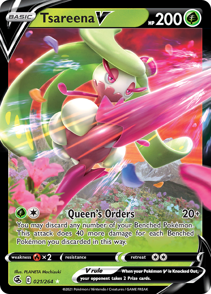 Tsareena V 021/264 Holo V Rare Fusion Strike Pokemon