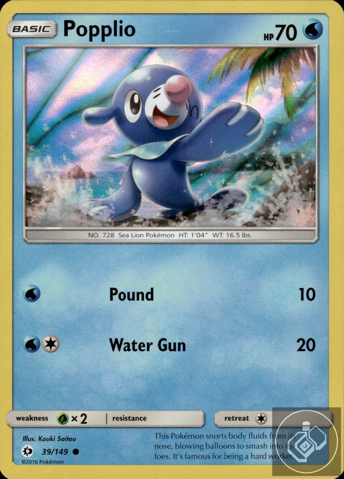 Popplio 39/149 Common SM Base Set Pokemon