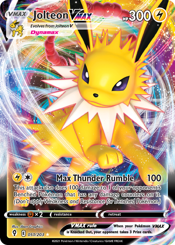 Jolteon VMAX 051/203 Holo VMAX Rare Evolving Skies Pokemon