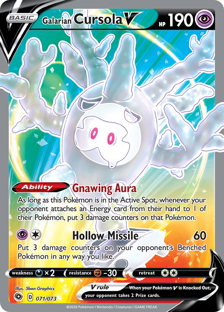 Galarian Cursola V 071/073 Ultra Rare Champion's Path Pokemon