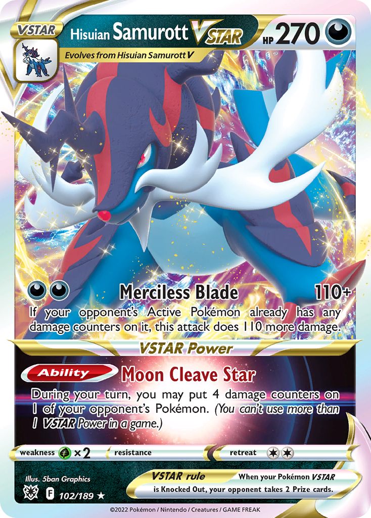 Hisuian Samurott VSTAR 102/189 Holo VSTAR Rare Astral Radiance Pokemon