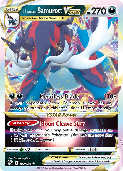 Hisuian Samurott VSTAR 102/189 Holo VSTAR Rare Astral Radiance Pokemon