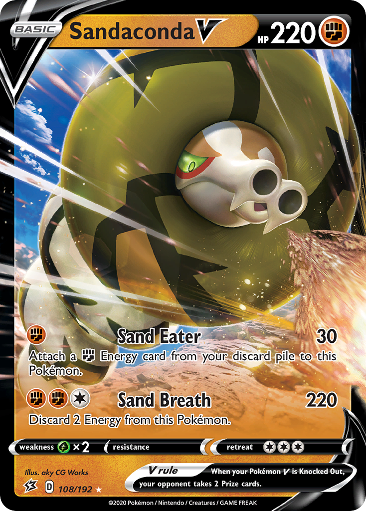 Sandaconda V 108/192 Holo V Rare Rebel Clash Pokemon Holo