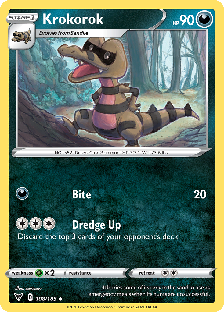 Krokorok 108/185 Uncommon Vivid Voltage Pokemon Reverse Holo