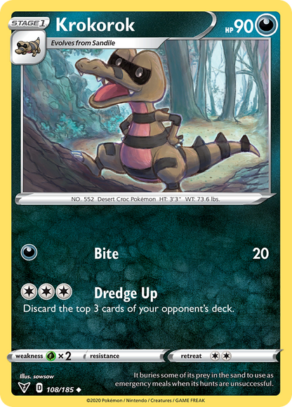 Krokorok 108/185 Uncommon Vivid Voltage Pokemon Reverse Holo