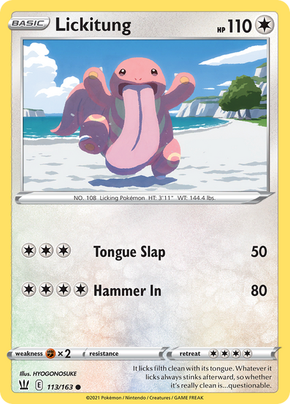Lickitung 113/163 Common Battle Styles Pokemon Reverse Holo