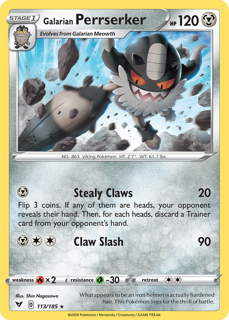 Galarian Perrserker 113/185 Rare Vivid Voltage Pokemon Reverse Holo